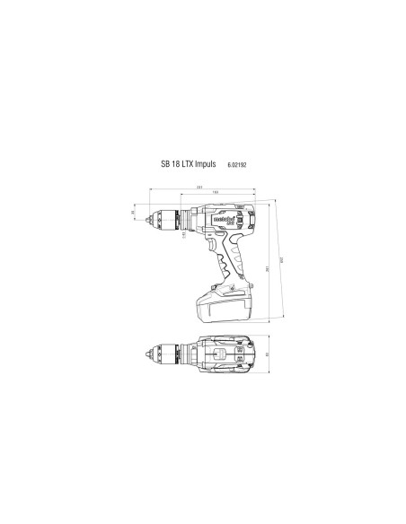 SB 18 LTX Impuls Taladro atornillador de percusión de batería/18V 2x Ion de litio Cargador ASC 55 metaBOX 145 L