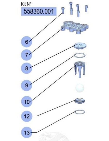 558360.001, KIT ASIENTOS (A/J/J) (INOX/VITON/PP)