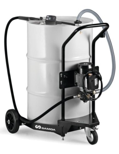 PAQUETE MÓVIL DE BOMBA ELÉCTRICA SERIE FLOWSTAR 230 V AC PARA ACEITE CON PISTOLA CONTADORA, BIDÓN 205 L, 10 L/MIN