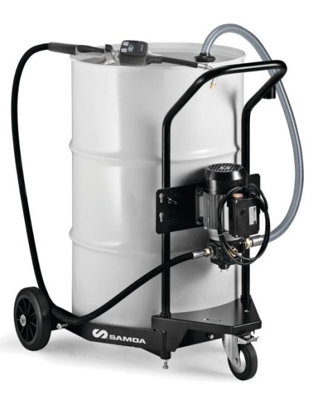 PAQUETE MÓVIL DE BOMBA ELÉCTRICA SERIE FLOWSTAR 230 V AC PARA ACEITE CON PISTOLA CONTADORA, BIDÓN 205 L, 10 L/MIN