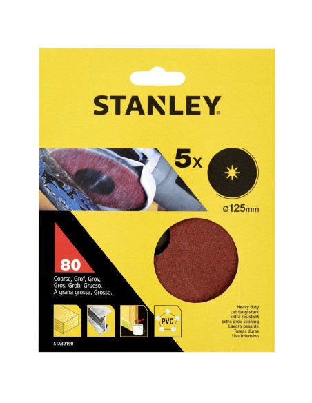 5 Discos de lija base fibra ø 125x22 mm. Grano 80