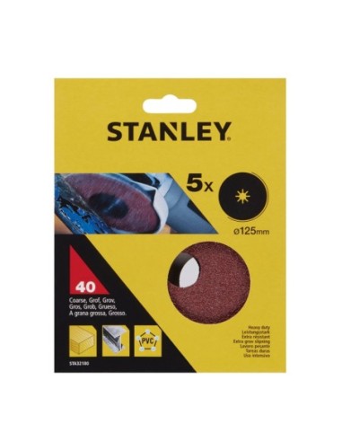 5 Discos de lija base fibra ø 125x22 mm. Grano 40