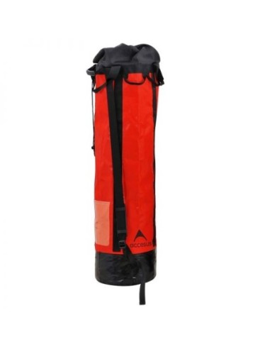 Bolsa de transporte Accesus roja. Dimensiones: 38 x 25 x 63 cm. Capacidad: 60 l.