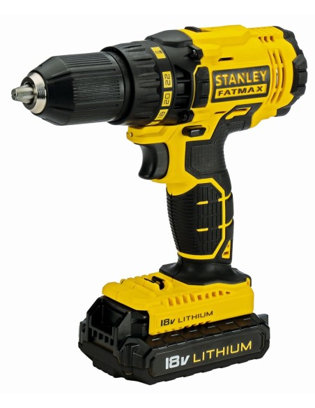 Taladro Atornillador 18V, portabrocas 13mm con 22 + 1 posiciones, 2 velocidades 0 - 350/1.500 rpm, par máximo 47Nm