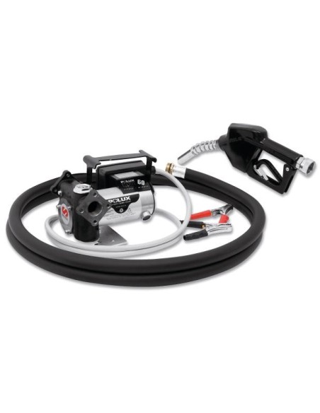 PAQUETE PORTÁTIL DE BOMBA ELÉCTRICA SERIE POLUX 12 V DC PARA DIÉSEL CON BOQUEREL AUTOMÁTICO, 60 L/MIN