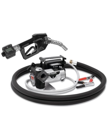 PAQUETE PORTÁTIL DE BOMBA ELÉCTRICA SERIE POLUX 24 V DC PARA DIÉSEL CON BOQUEREL AUTOMÁTICO, KIT DE SUCCIÓN Y CONTADOR, 65 L/MI