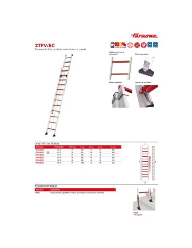 2TFV/EC | Escalera de fibra de vidrio extensible con cuerda