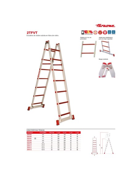 2TFVT | Escalera de doble subida de fibra de vidrio