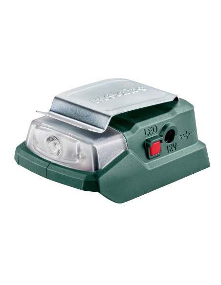 ADAPTADOR MULTIFUNCIÓN + CONEXIÓN DE 12V + 5V USB + LUZ LED, METABO 600298000 PowerMaxx PA 12 LED-USB