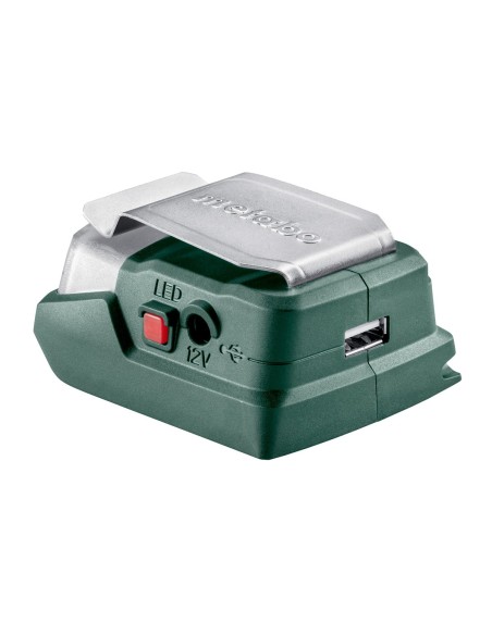 ADAPTADOR MULTIFUNCIÓN + CONEXIÓN DE 12V + 5V USB + LUZ LED, METABO 600298000 PowerMaxx PA 12 LED-USB