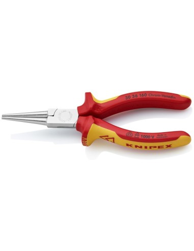 Alicate de boca larga aislados con fundas multicomponentes, según norma VDE cromado 160 mm KNIPEX 30 36 160