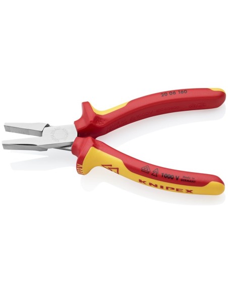 Alicate de boca plana aislados con fundas multicomponentes, según norma VDE cromado 160 mm KNIPEX 20 06 160