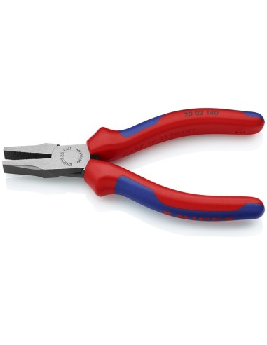 Alicate de boca plana con fundas multicomponentes negro atramentado 140 mm KNIPEX 20 02 140