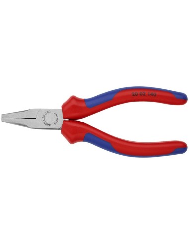 Alicate de boca plana con fundas multicomponentes negro atramentado 140 mm KNIPEX 20 02 140
