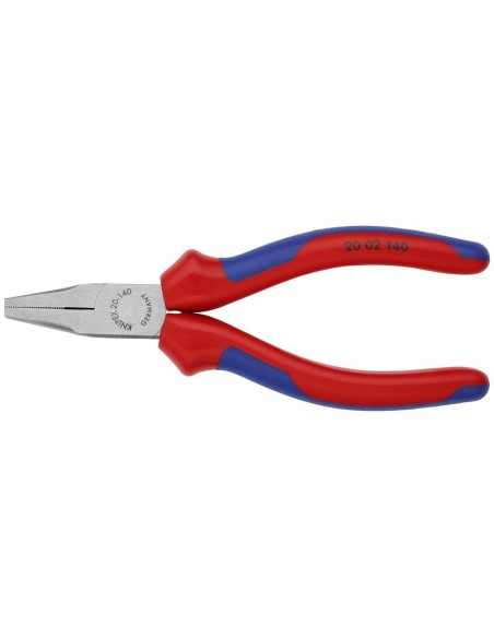 Alicate de boca plana con fundas multicomponentes negro atramentado 140 mm KNIPEX 20 02 140