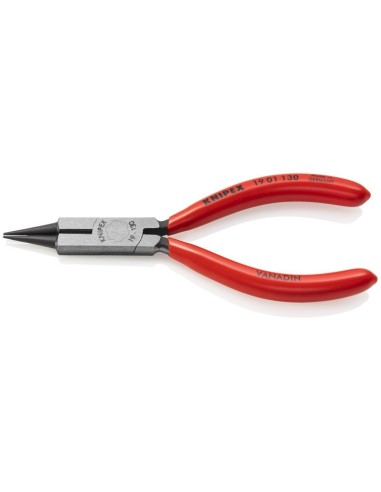 Alicate de boca redonda con filos de corte (Alicate para joyería) recubiertos de plástico negro atramentado 130 mm KNIPEX 19 01