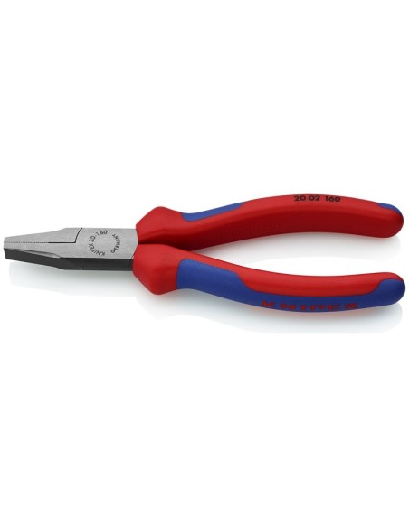 Alicate de boca plana con fundas multicomponentes negro atramentado 160 mm (cartulina autoservicio/blíster) KNIPEX 20 02 160 SB