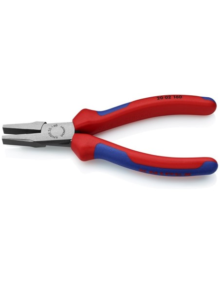 Alicate de boca plana con fundas multicomponentes negro atramentado 160 mm (cartulina autoservicio/blíster) KNIPEX 20 02 160 SB