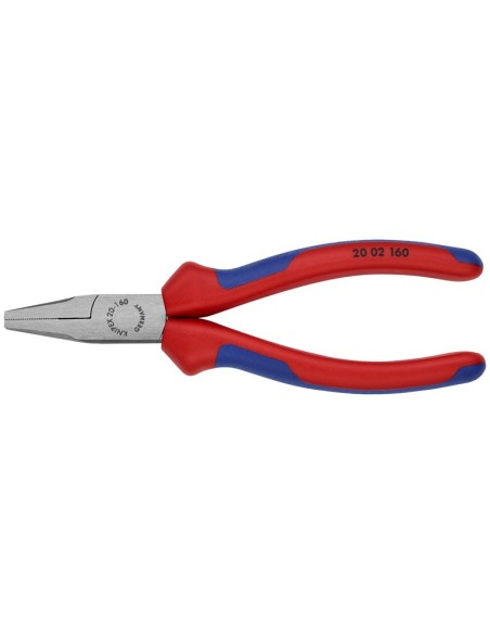 Alicate de boca plana con fundas multicomponentes negro atramentado 160 mm (cartulina autoservicio/blíster) KNIPEX 20 02 160 SB
