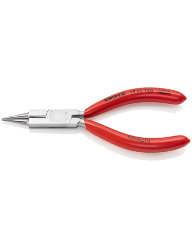 Alicate de boca redonda con filos de corte (Alicate para joyería) recubiertos de plástico cromado 130 mm KNIPEX 19 03 130