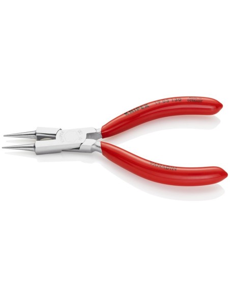 Alicate de boca redonda con filos de corte (Alicate para joyería) recubiertos de plástico cromado 130 mm KNIPEX 19 03 130