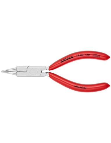 Alicate de boca redonda con filos de corte (Alicate para joyería) recubiertos de plástico cromado 130 mm KNIPEX 19 03 130
