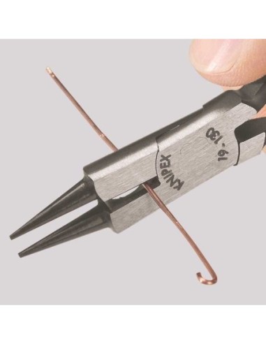 Alicate de boca redonda con filos de corte (Alicate para joyería) recubiertos de plástico cromado 130 mm KNIPEX 19 03 130
