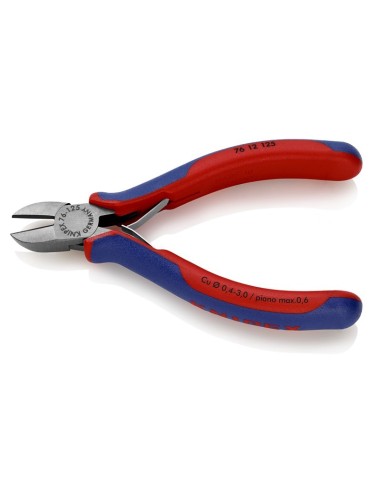 Alicate de corte diagonal para electromecánica con fundas multicomponentes negro atramentado 125 mm KNIPEX 76 12 125