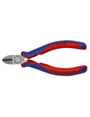 Alicate de corte diagonal para electromecánica con fundas multicomponentes negro atramentado 125 mm KNIPEX 76 12 125