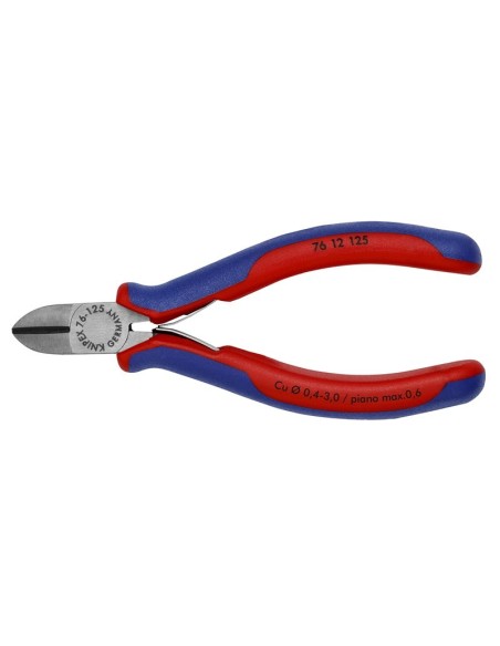 Alicate de corte diagonal para electromecánica con fundas multicomponentes negro atramentado 125 mm KNIPEX 76 12 125