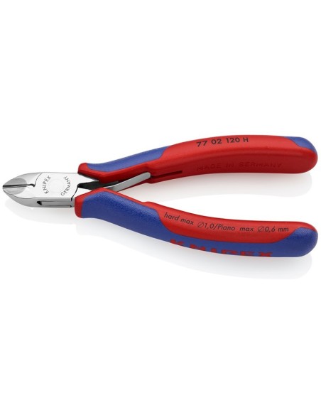 Alicate de corte diagonal para electrónica con filo de corte de metal duro con fundas multicomponentes 120 mm KNIPEX 77 02 120