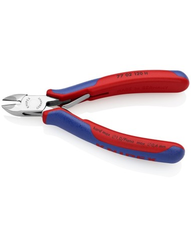 Alicate de corte diagonal para electrónica con filo de corte de metal duro con fundas multicomponentes 120 mm KNIPEX 77 02 120