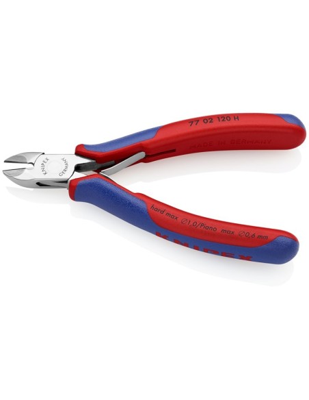 Alicate de corte diagonal para electrónica con filo de corte de metal duro con fundas multicomponentes 120 mm KNIPEX 77 02 120