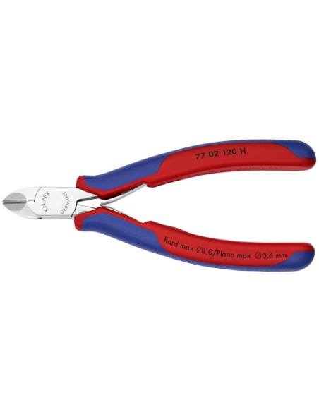 Alicate de corte diagonal para electrónica con filo de corte de metal duro con fundas multicomponentes 120 mm KNIPEX 77 02 120