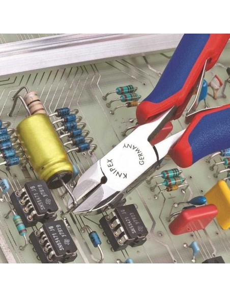 Alicate de corte diagonal para electrónica con filo de corte de metal duro con fundas multicomponentes 120 mm KNIPEX 77 02 120