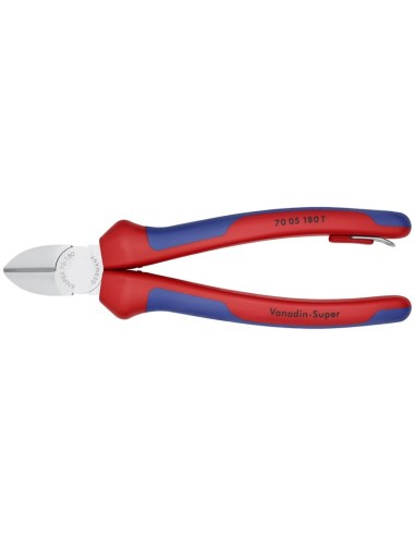 Alicate de corte diagonal con fundas multicomponentes, con anilla de fijación integrada para colocar un dispositivo de protecci