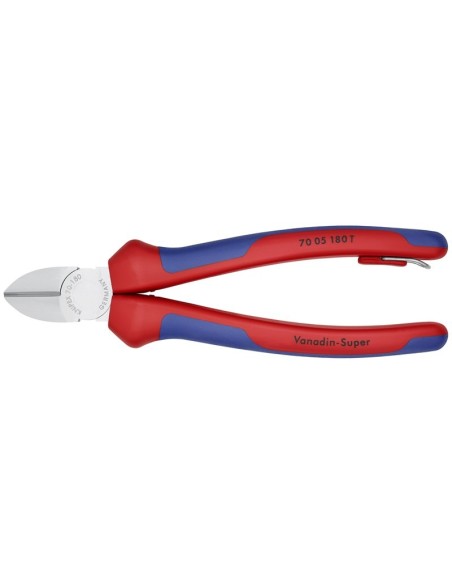 Alicate de corte diagonal con fundas multicomponentes, con anilla de fijación integrada para colocar un dispositivo de protecci