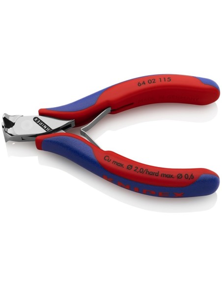 Alicate de corte frontal para electrónica con fundas multicomponentes 115 mm KNIPEX 64 02 115