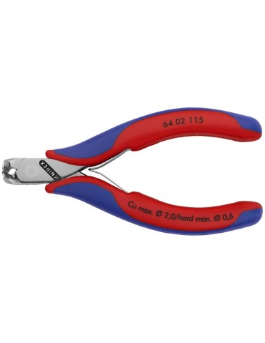 Alicate de corte frontal para electrónica con fundas multicomponentes 115 mm KNIPEX 64 02 115