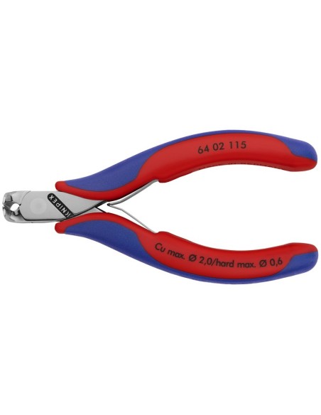 Alicate de corte frontal para electrónica con fundas multicomponentes 115 mm KNIPEX 64 02 115