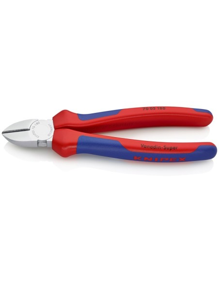 Alicate de corte diagonal con fundas multicomponentes cromado 180 mm (cartulina autoservicio/blíster) KNIPEX 70 05 180 SB