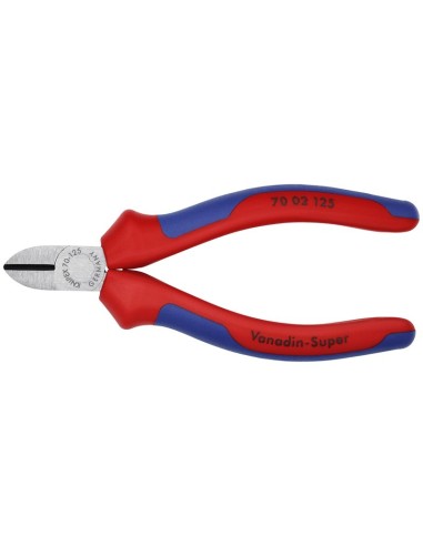 Alicate de corte diagonal con fundas multicomponentes negro atramentado 125 mm (cartulina autoservicio/blíster) KNIPEX 70 02 12