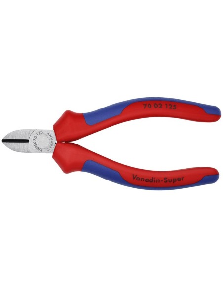 Alicate de corte diagonal con fundas multicomponentes negro atramentado 125 mm (cartulina autoservicio/blíster) KNIPEX 70 02 12