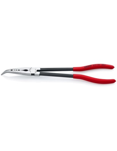 Alicate de montaje de bocas largas con perfiles transversales recubiertos de plástico negro atramentado 280 mm (cartulina autos