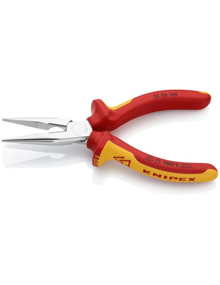 Alicate de montaje (alicate de radio) aislados con fundas multicomponentes, según norma VDE cromado 160 mm KNIPEX 25 06 160