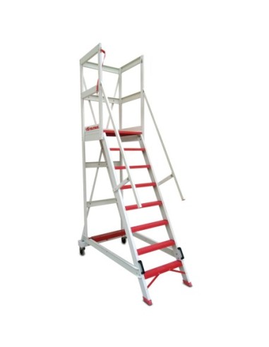 ALFI | Escalera con plataforma y barandilla de seguridad de fibra de vidrio