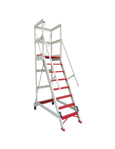 ALFI | Escalera con plataforma y barandilla de seguridad de fibra de vidrio