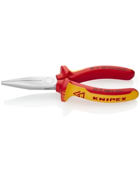 Alicate de boca larga aislados con fundas multicomponentes, según norma VDE cromado 160 mm KNIPEX 30 16 160