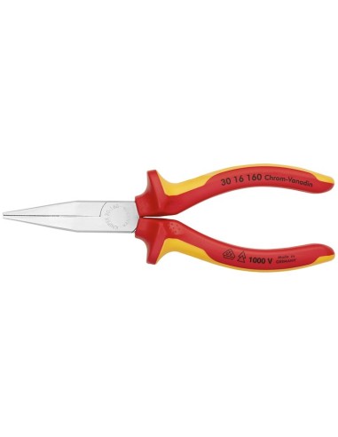 Alicate de boca larga aislados con fundas multicomponentes, según norma VDE cromado 160 mm KNIPEX 30 16 160
