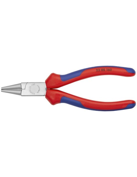 Alicate de boca redonda con fundas multicomponentes cromado 160 mm KNIPEX 22 05 160